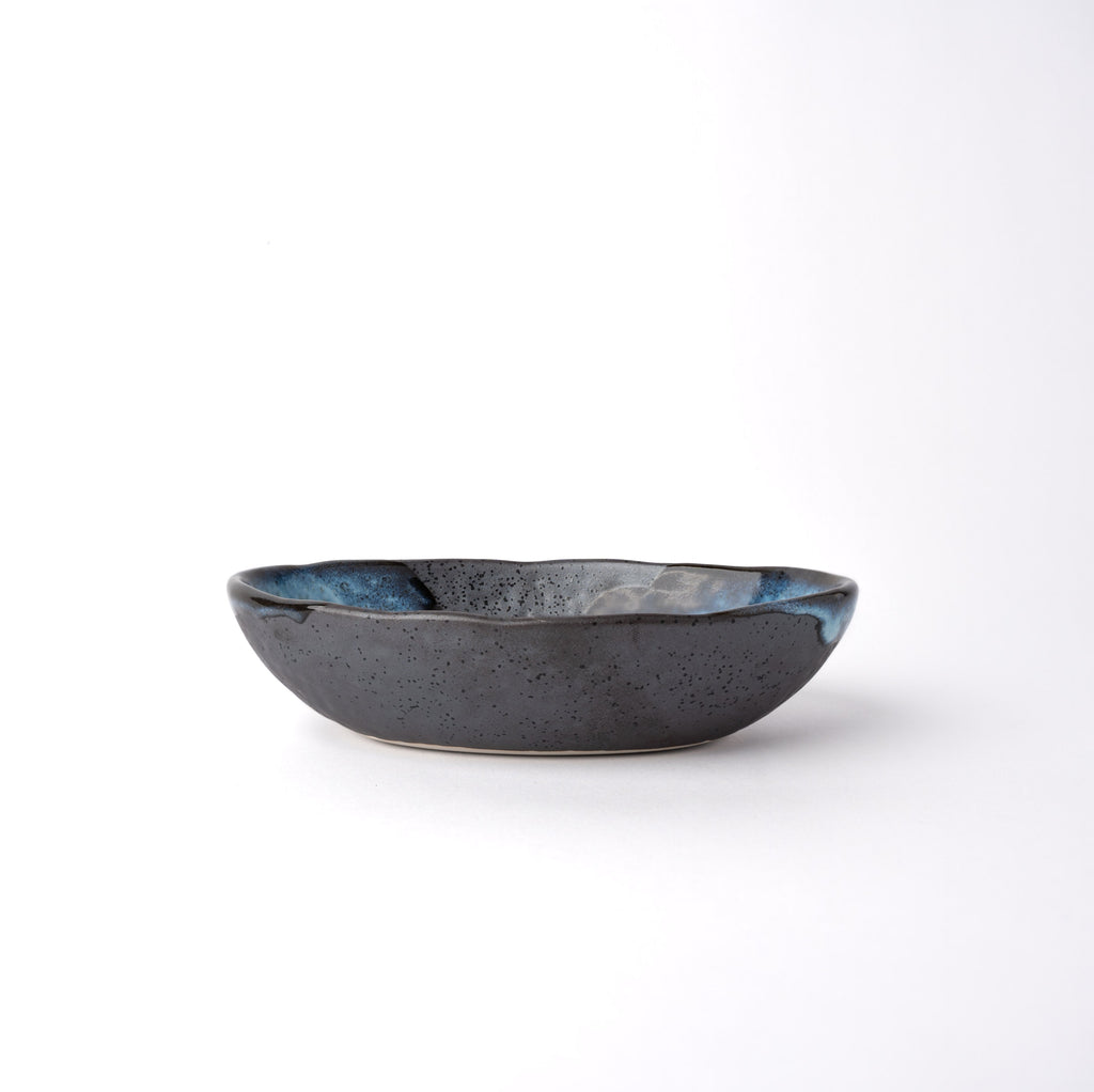 Storm Glaze Organic Oval Bowl – 19cm