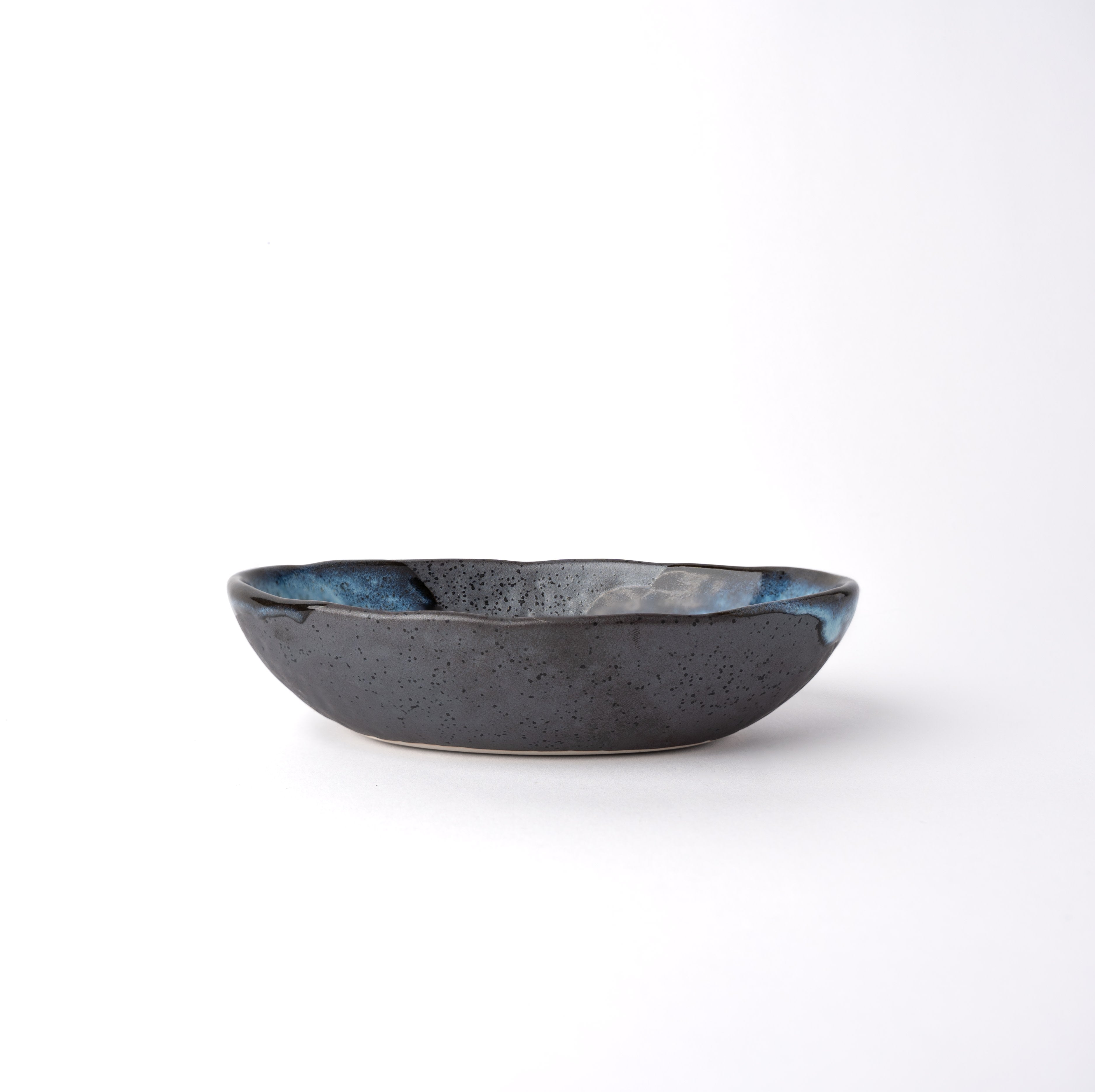 Storm Glaze Organic Oval Bowl – 19cm