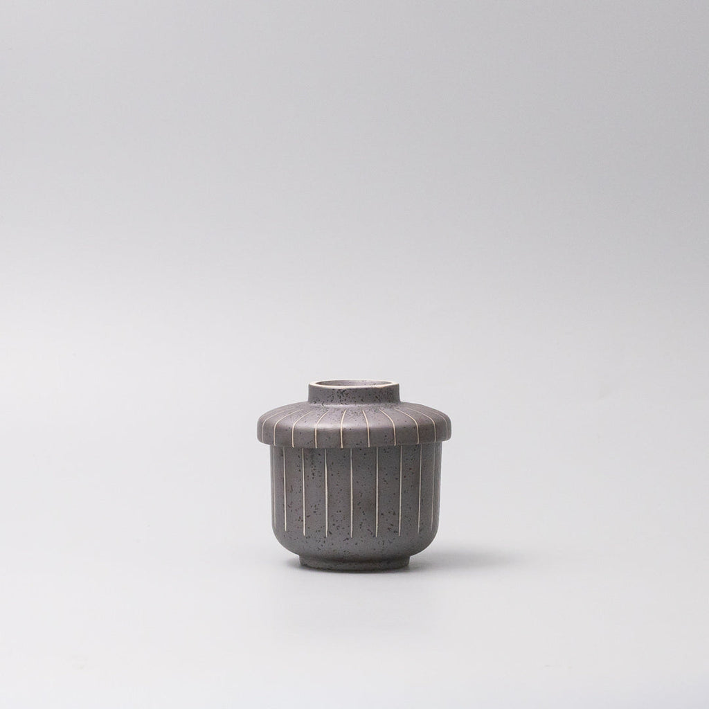 Cup Chawanmushi 170ml Matt Black Stripe Glaze