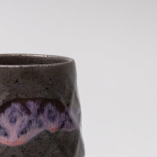 350ml Ceramic Sushi Mug with Purple-Red Drip Design