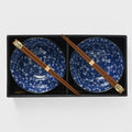 Indigo Dragonfly 2-Piece Bowl & Chopstick Set