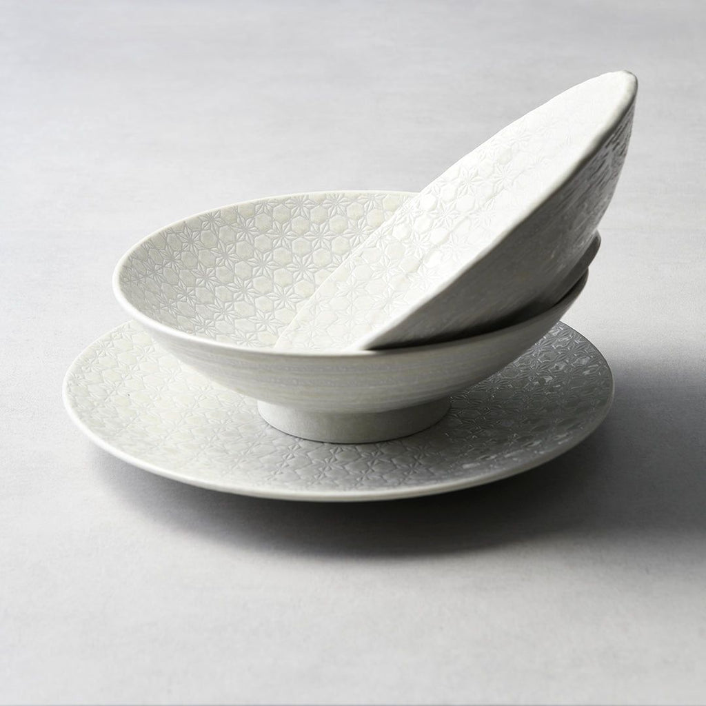 Udon Bowl 19.5cm White Star Glaze
