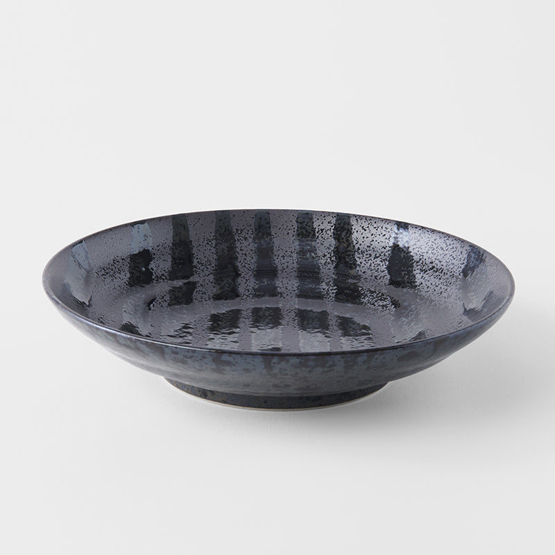 Gunmetal Black Flat Pasta Bowl – 23cm