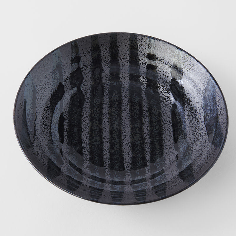 Gunmetal Black Flat Pasta Bowl – 23cm