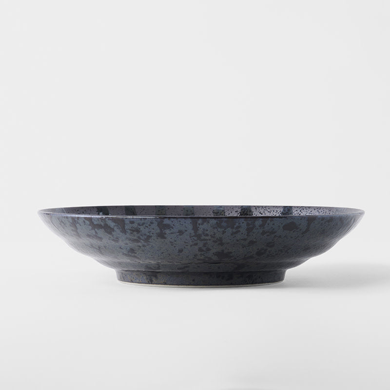 Gunmetal Black Flat Pasta Bowl – 23cm