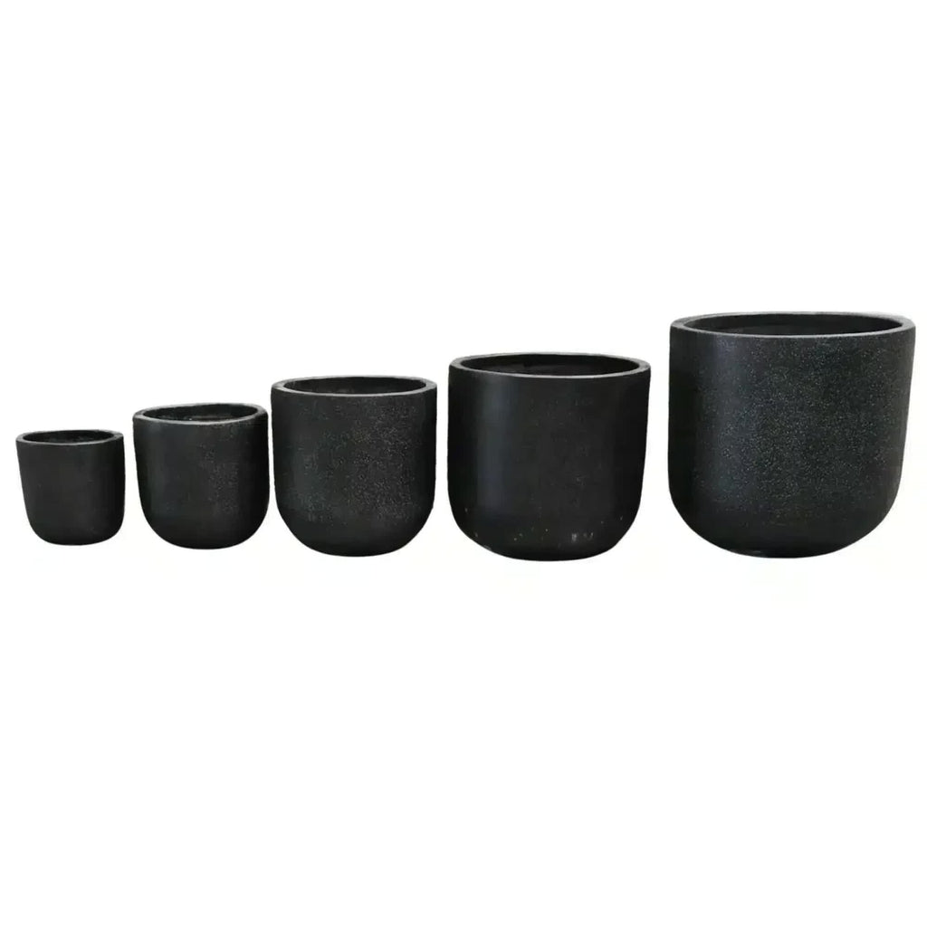Rounded Terrazzo Planter Set of 5 – Matte Black