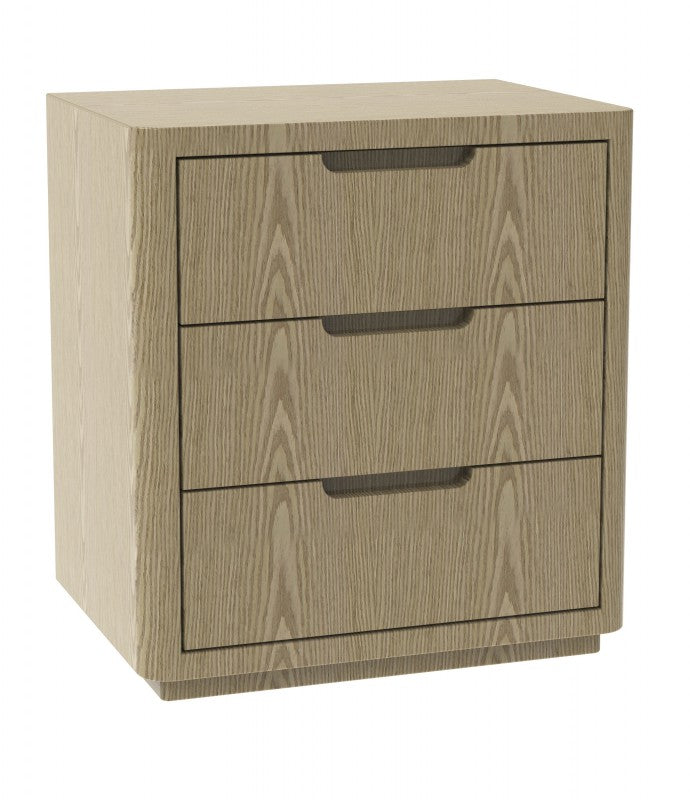 Astor Round Bedside Table with Wood Veneer – Oak Look