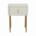 Arthur Metal and Wood Bedside Table – White and Gold, 48 × 38 × 66 cm