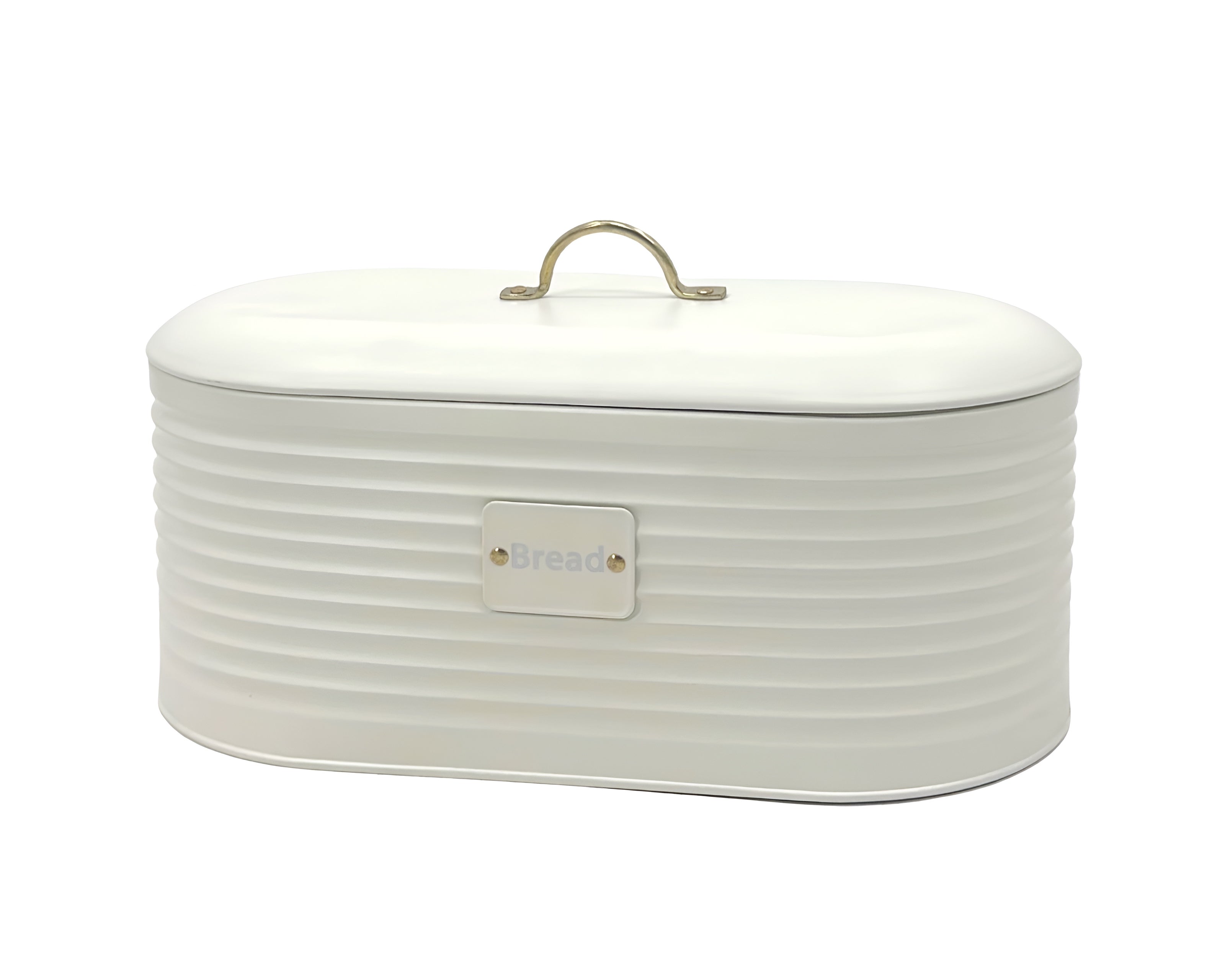Oval Corrugated Metal Bread Bin – White
