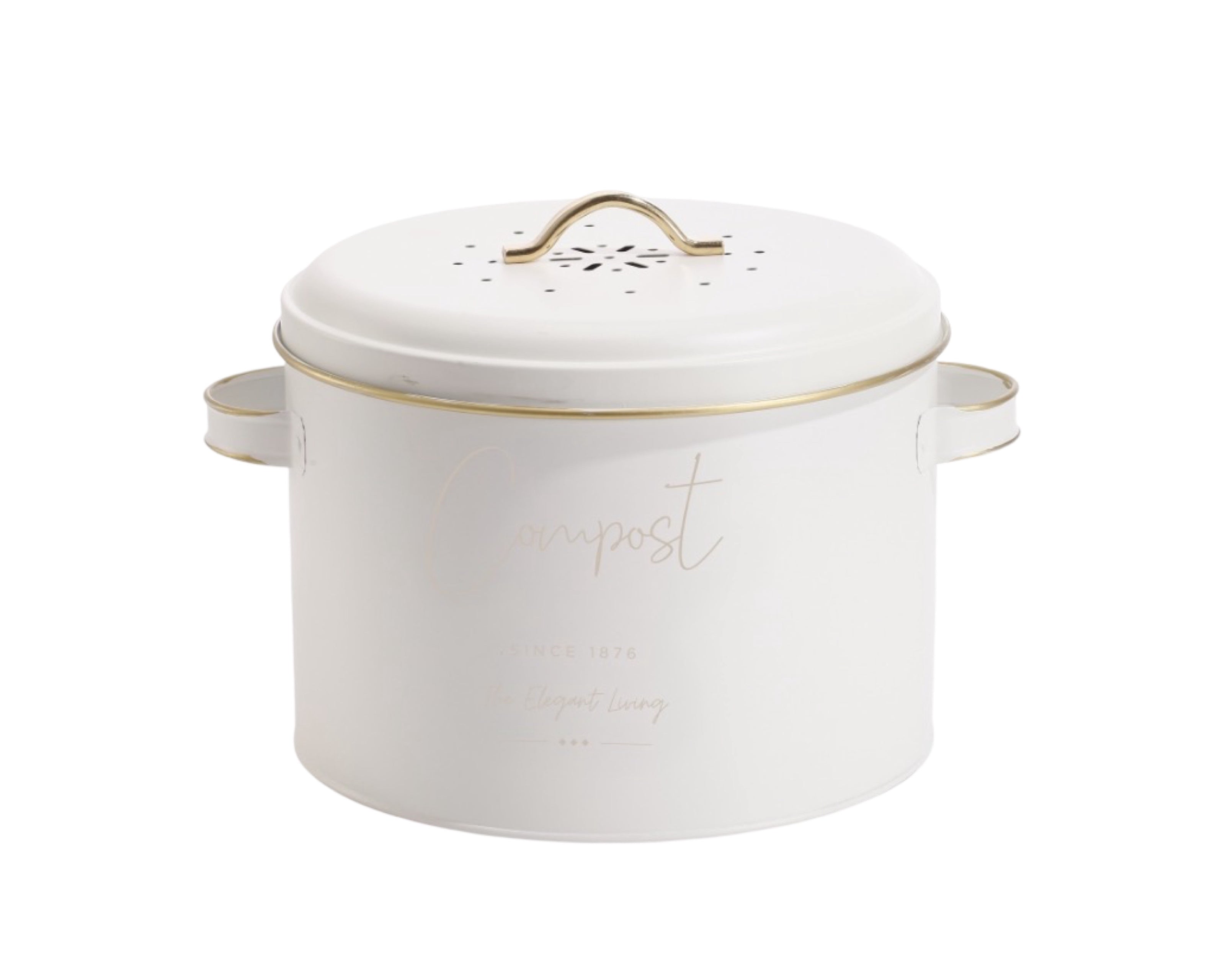Elegant Living Metal Compost Bin – White