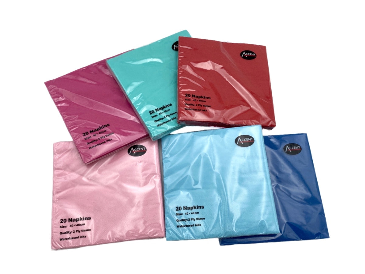 24-Pack Coloured 2-Ply Napkins – 40cm