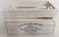 Vintage White-Wash Wooden Storage Crate
