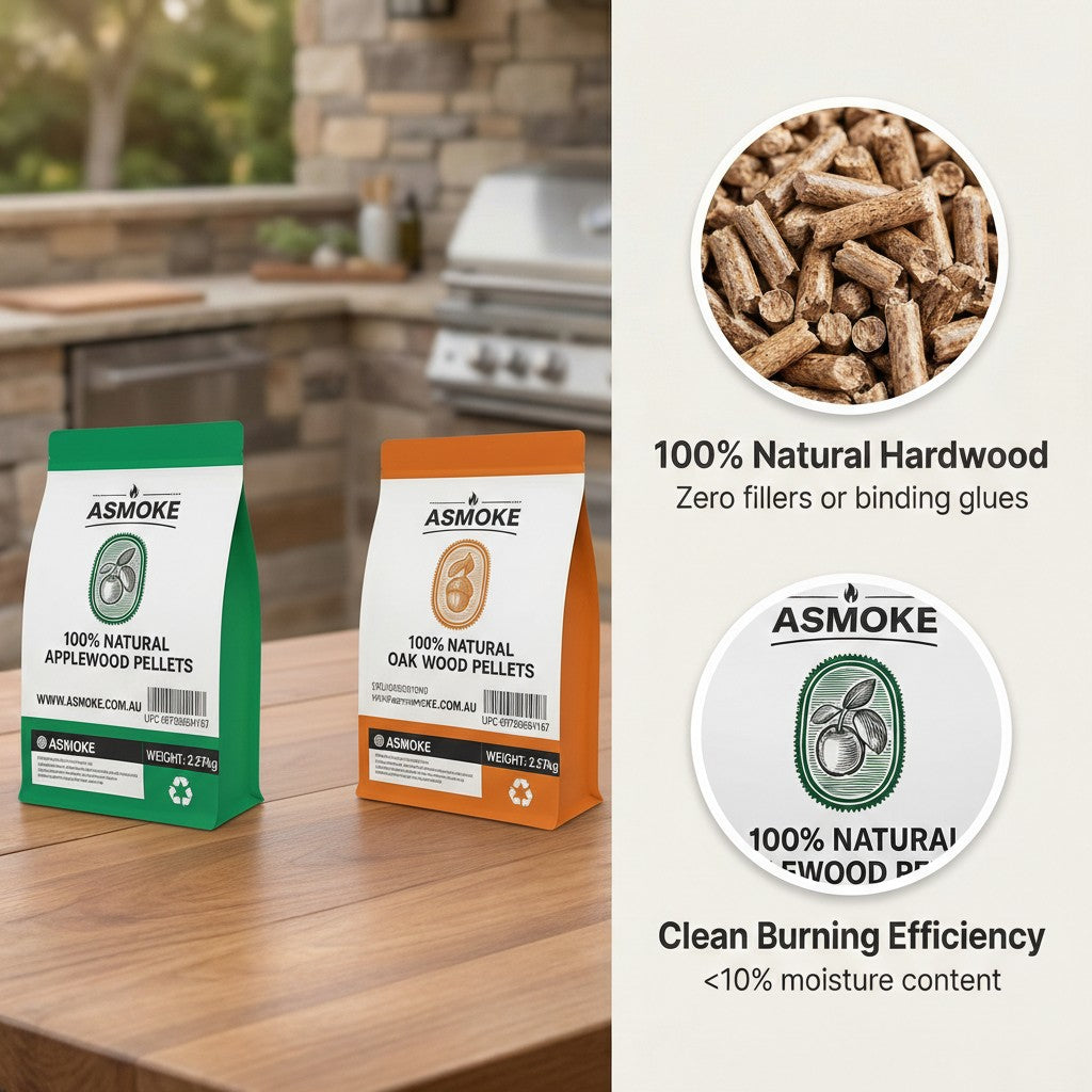 ASMOKE 4-Piece Premium Wood Pellet Variety Pack - Oak & Apple (2x Oak, 2x Apple)