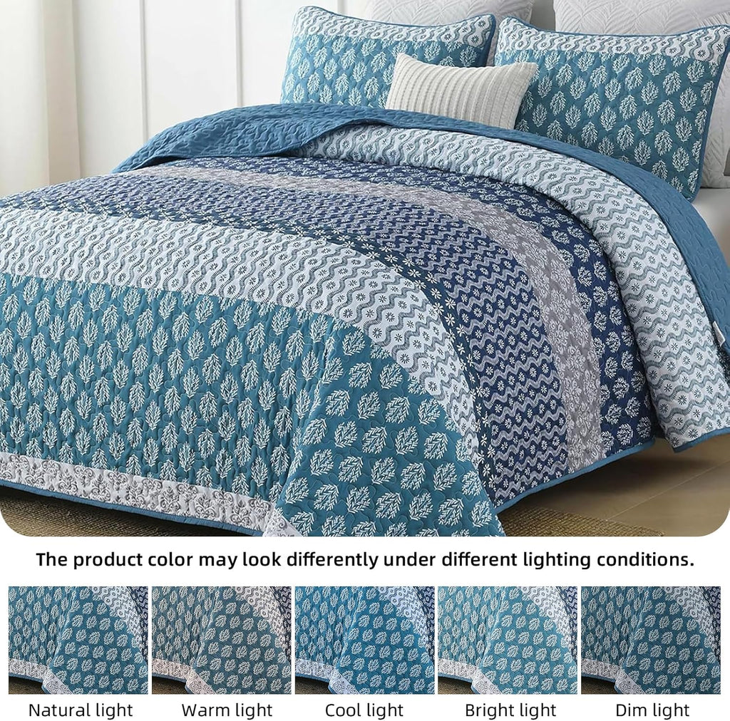 Classic Hydrangea Quilted Coverlet Set – Queen, 3-Piece