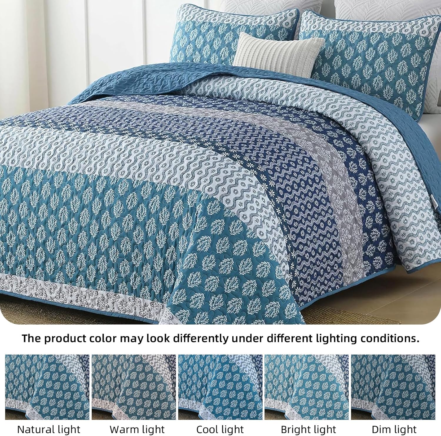 Classic Hydrangea Quilted Coverlet Set – Queen, 3-Piece