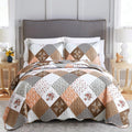 Rust Brown Patchwork 3-Piece Reversible Bedspread Set