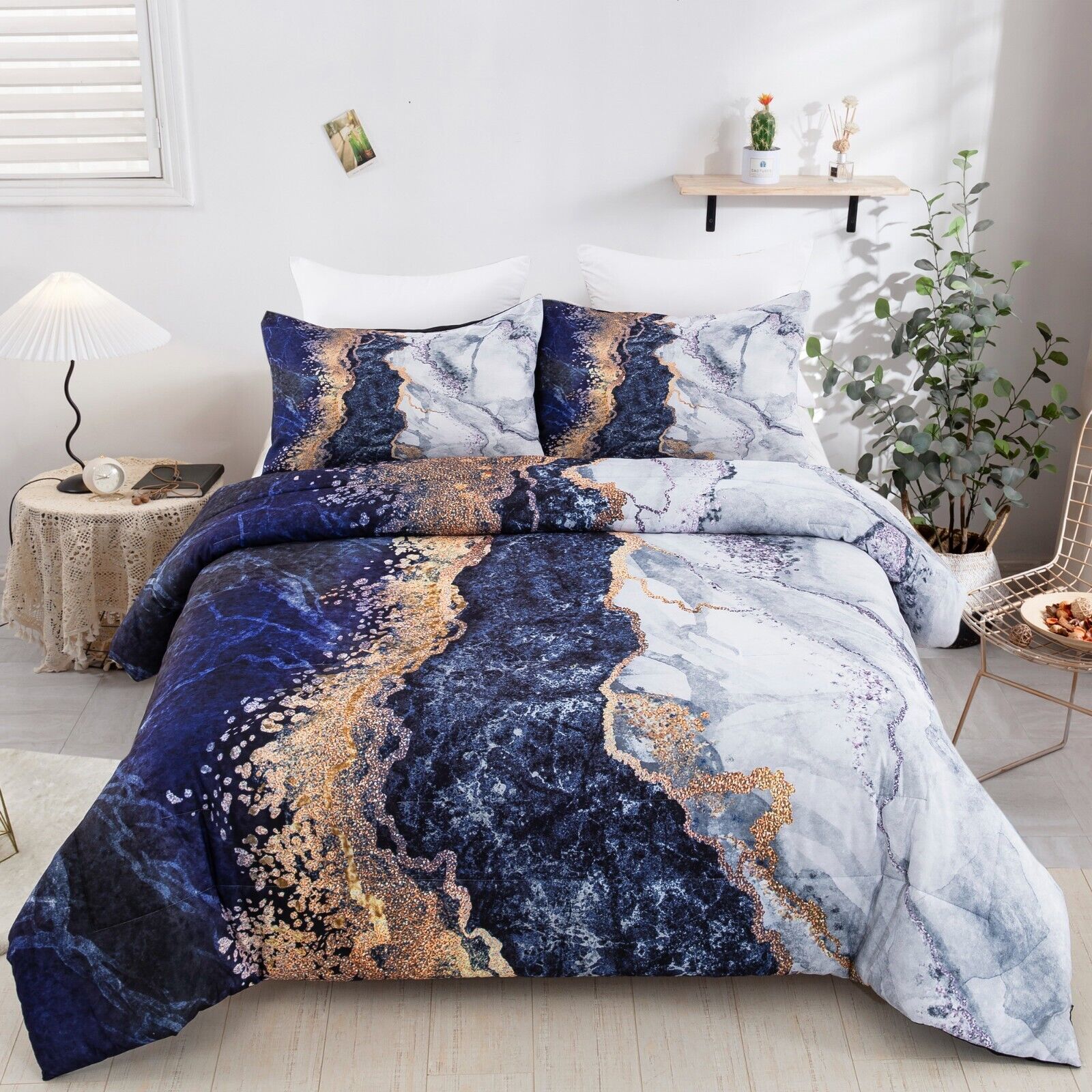 Blue Marble Comforter Set – King, 3-Piece