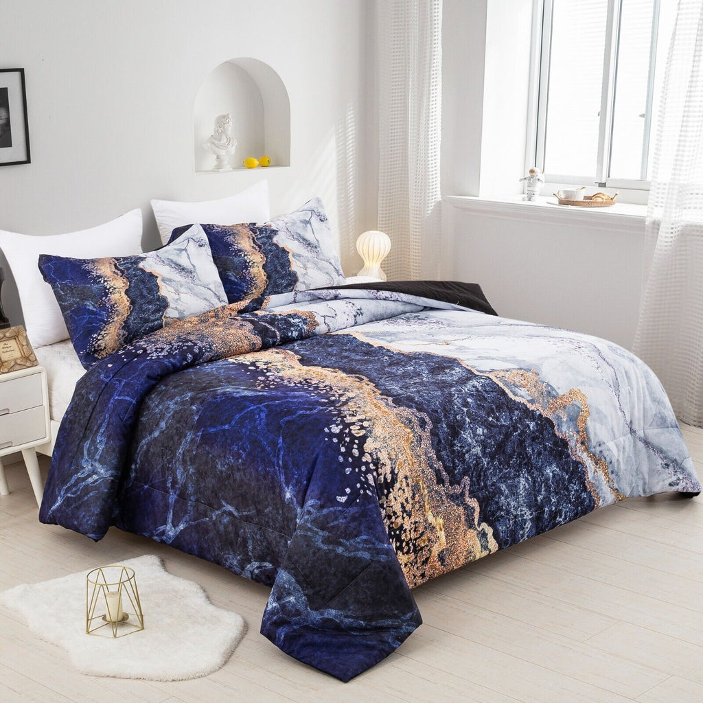 Blue Marble Comforter Set – King, 3-Piece