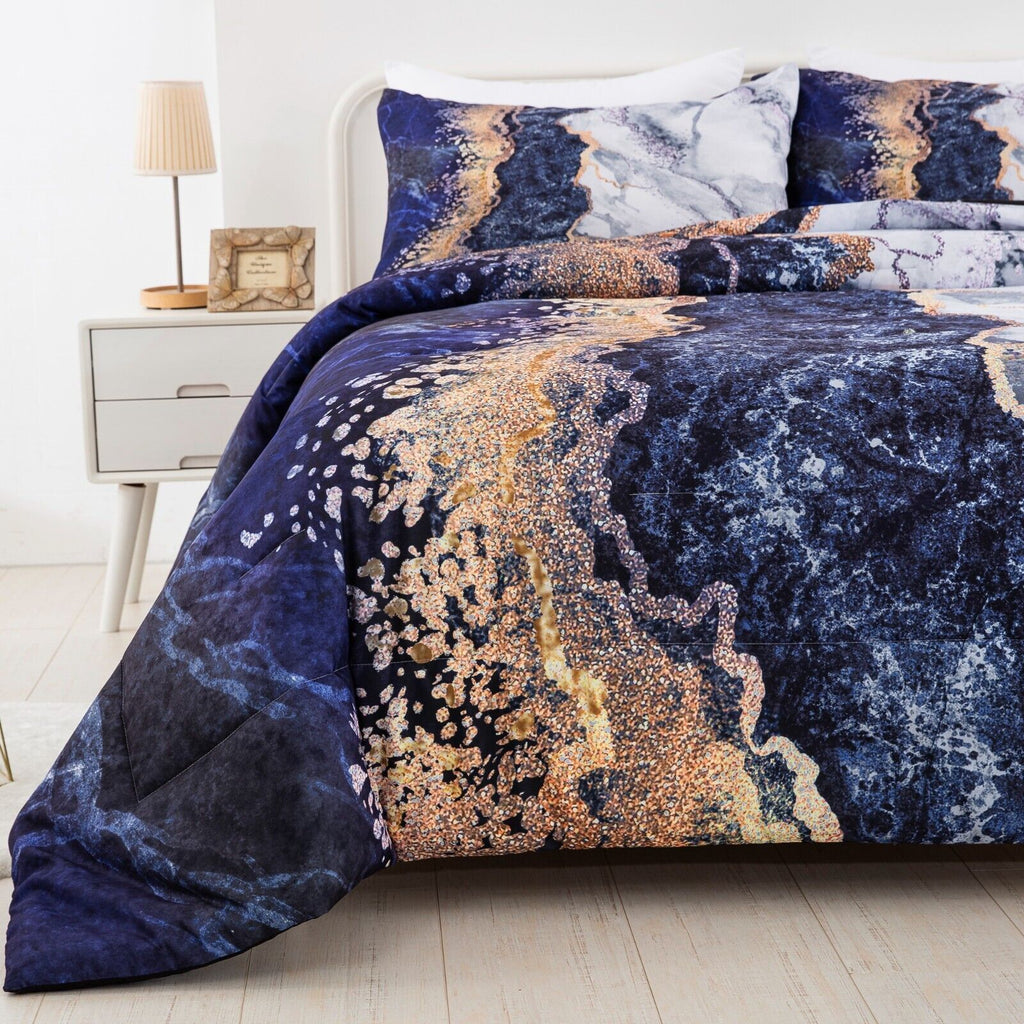 Blue Marble Comforter Set – King, 3-Piece