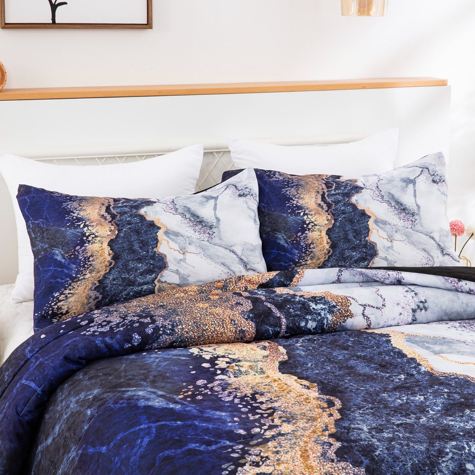 Blue Marble Comforter Set – King, 3-Piece