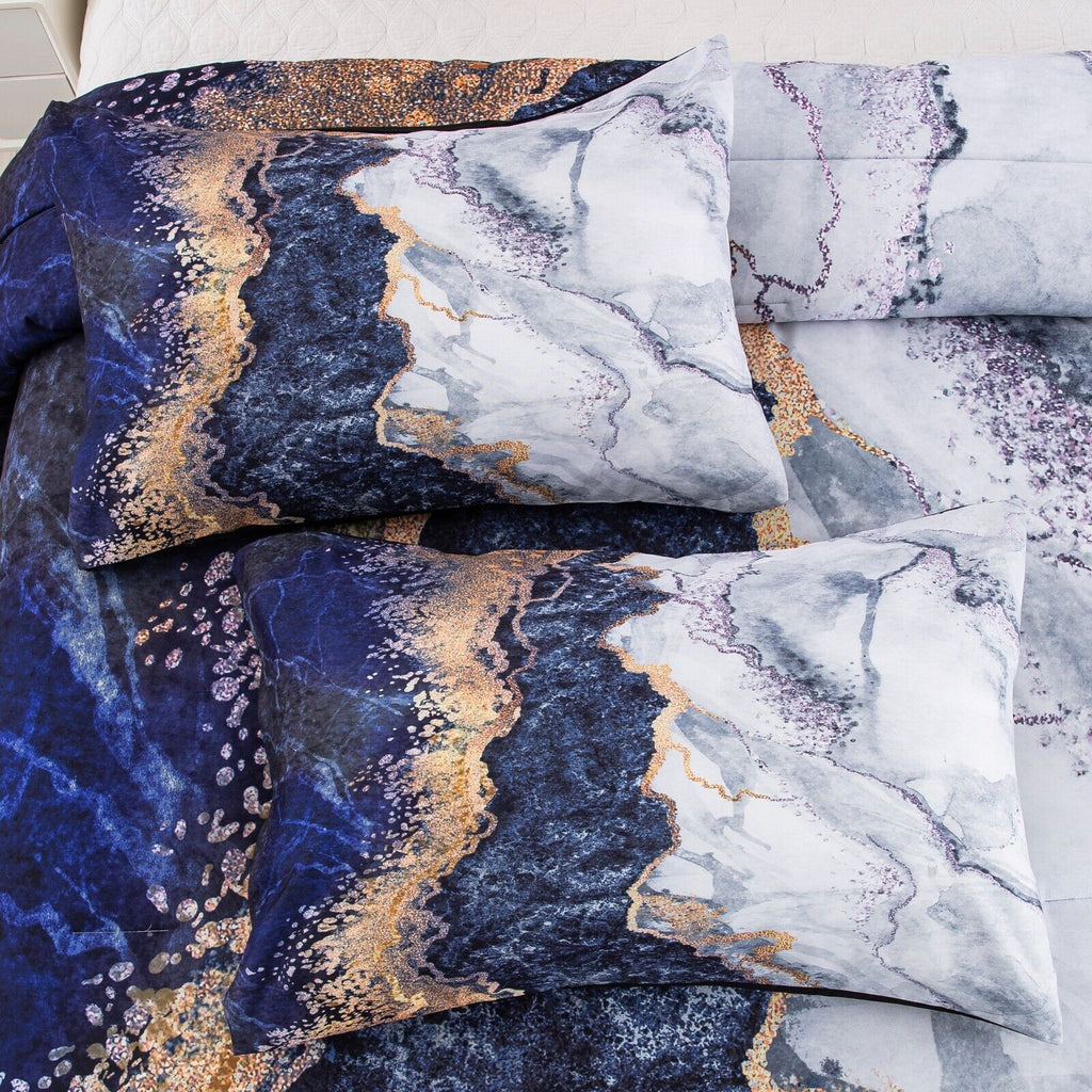 Blue Marble Comforter Set – King, 3-Piece