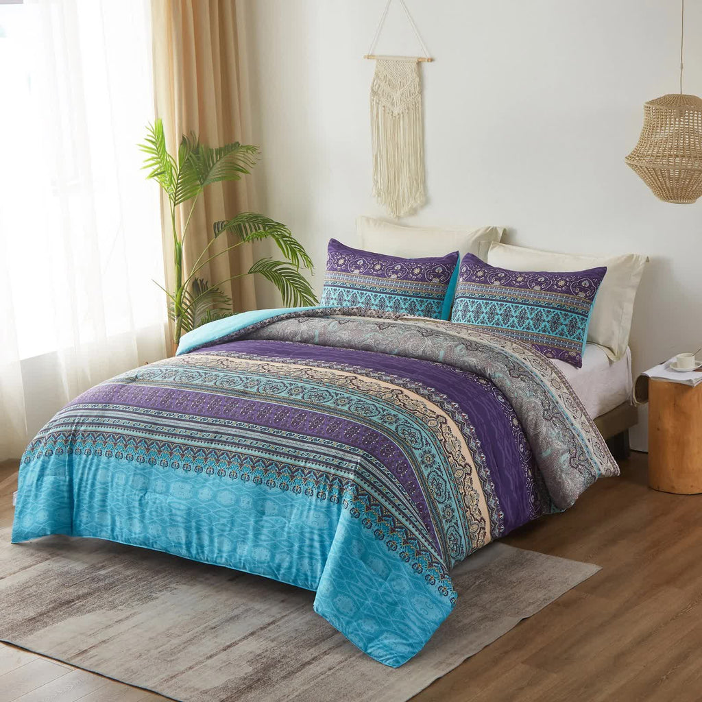 Boho Glow Teal Comforter Set – King, 3-Piece