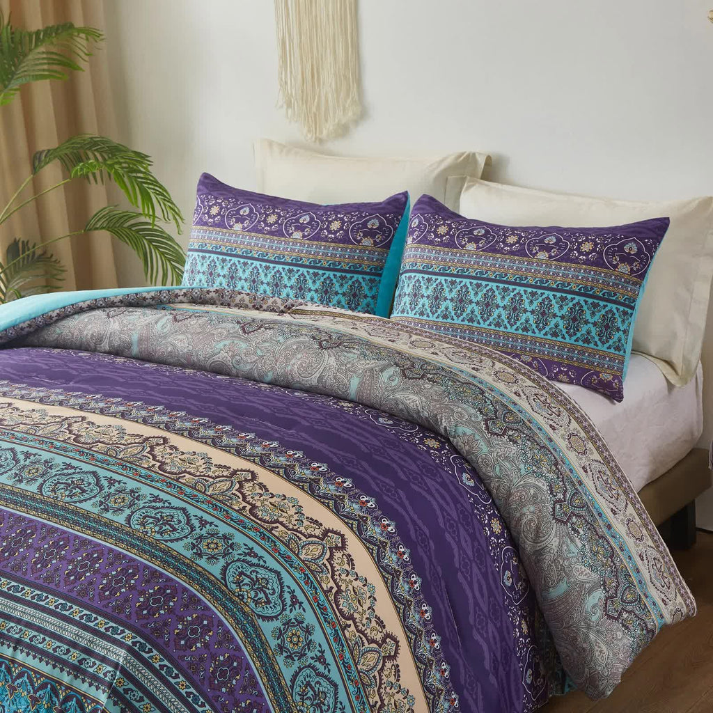 Boho Glow Teal Comforter Set – King, 3-Piece