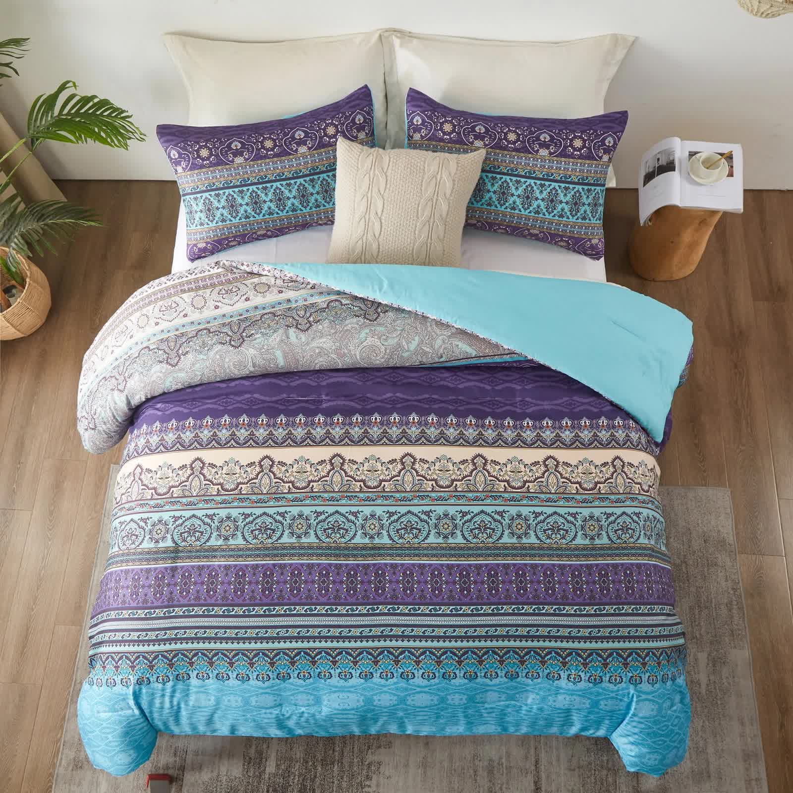 Boho Glow Teal Comforter Set – King, 3-Piece