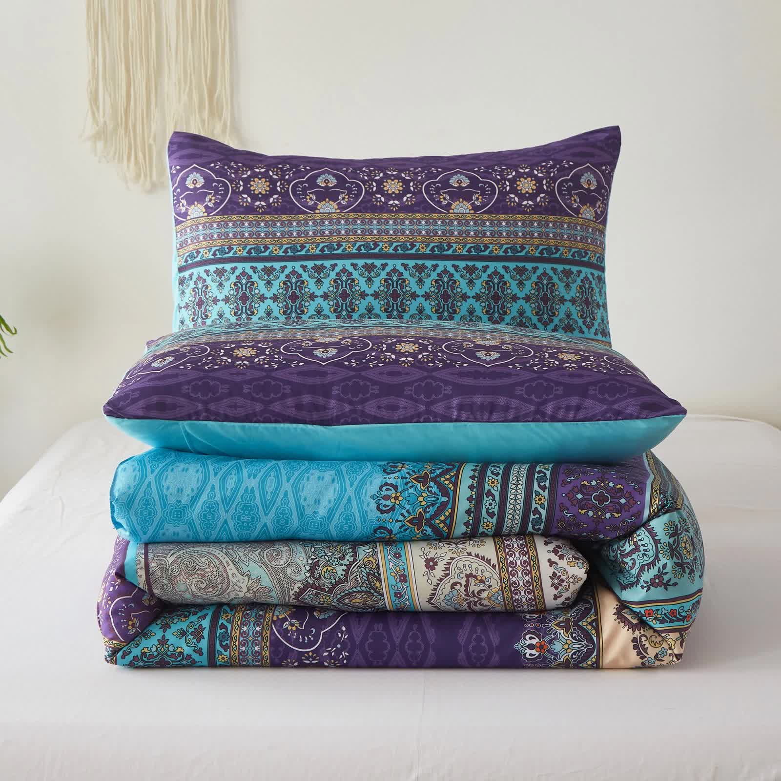 Boho Glow Teal Comforter Set – King, 3-Piece