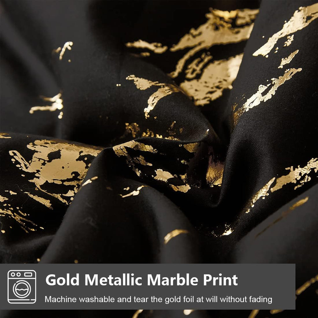 Black and Gold Metallic Marble Comforter Set – King, 3-Piece
