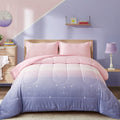 Ombre Pink and Purple Rainbow Comforter Set – King, 3-Piece