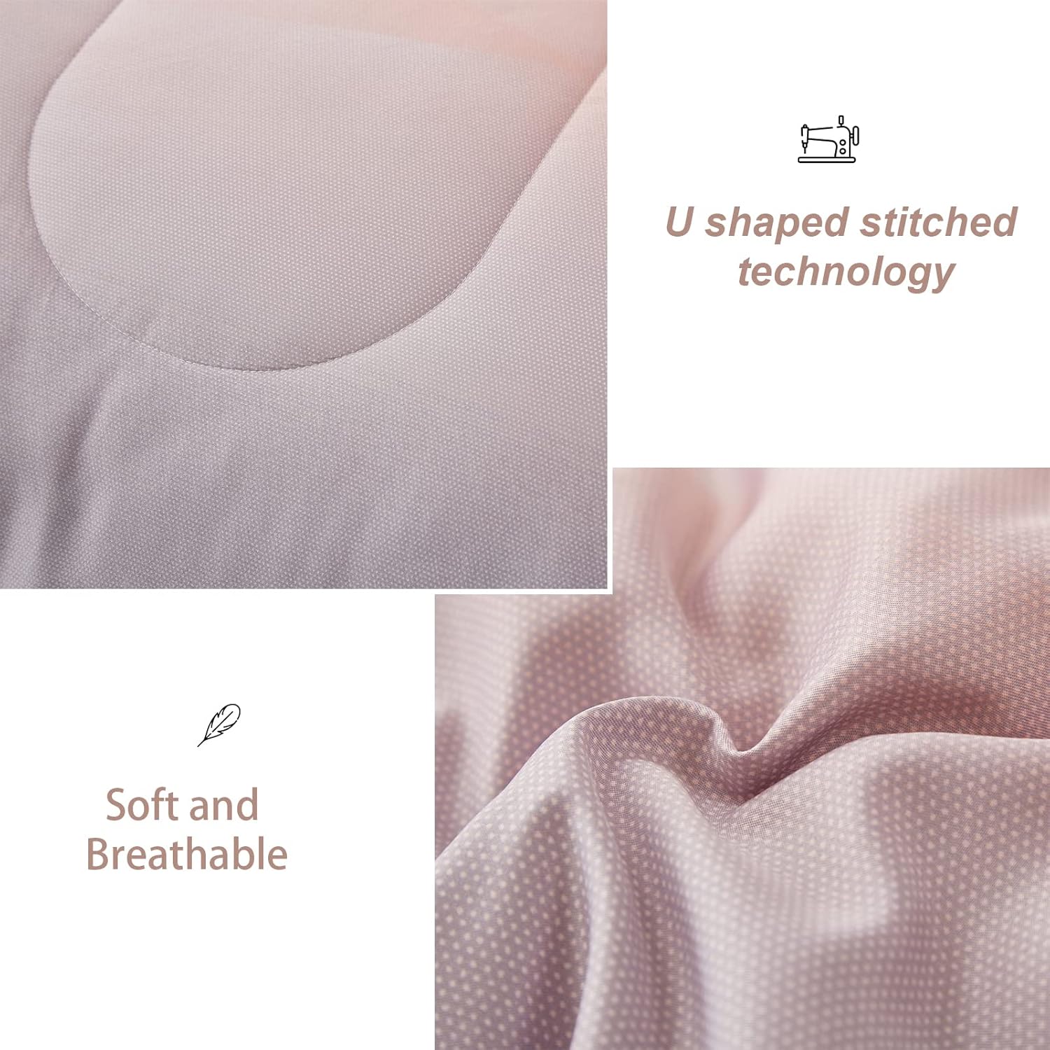 Ombre Blue and Pink Rainbow Comforter Set – Queen, 3-Piece