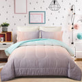 Ombre Blue and Pink Rainbow Comforter Set – King, 3-Piece