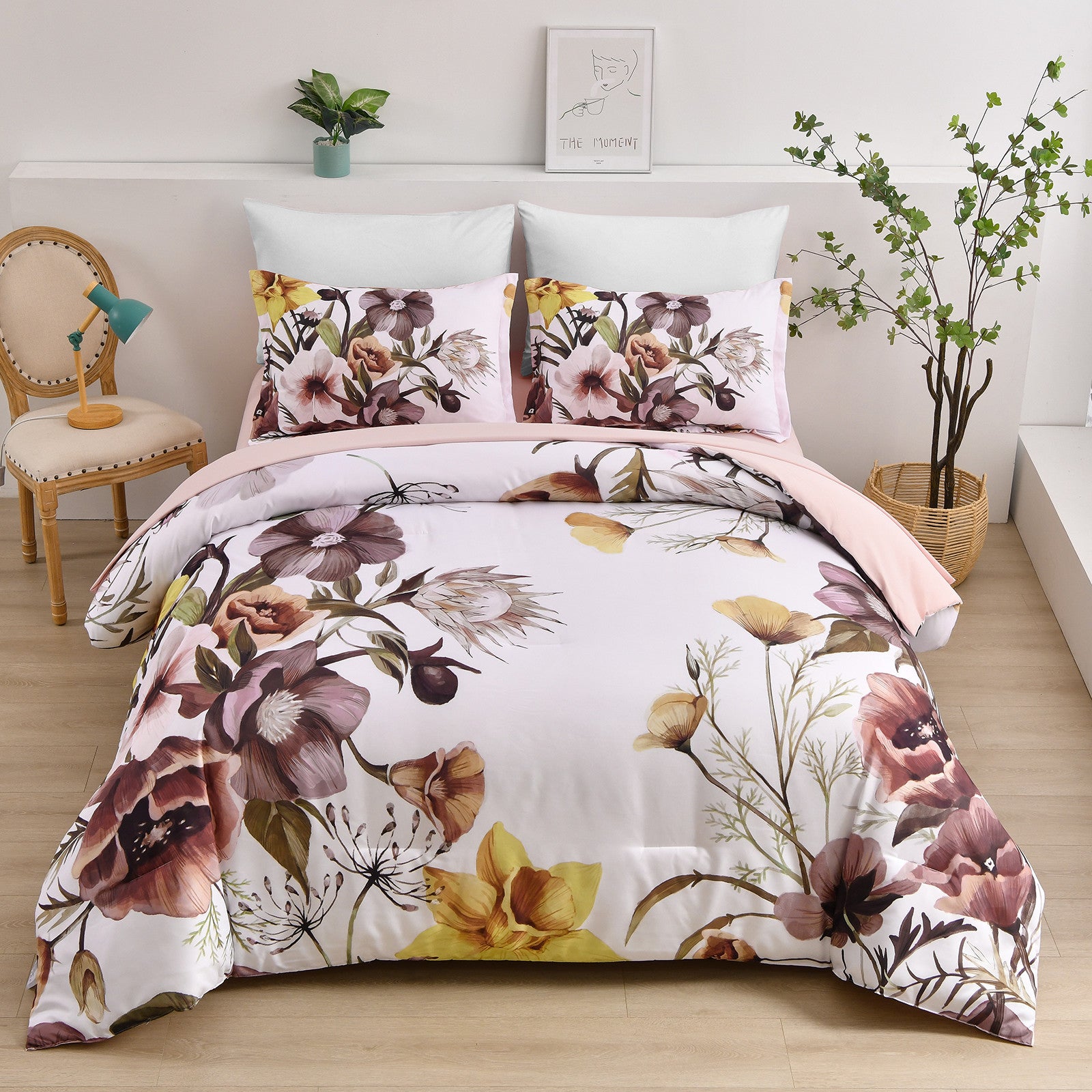 Blush Floral Comforter Set – King, 3-Piece
