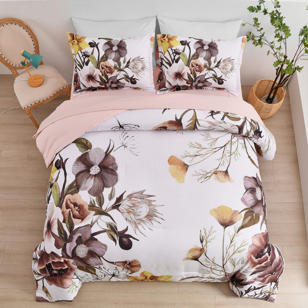 Blush Floral Comforter Set – King, 3-Piece