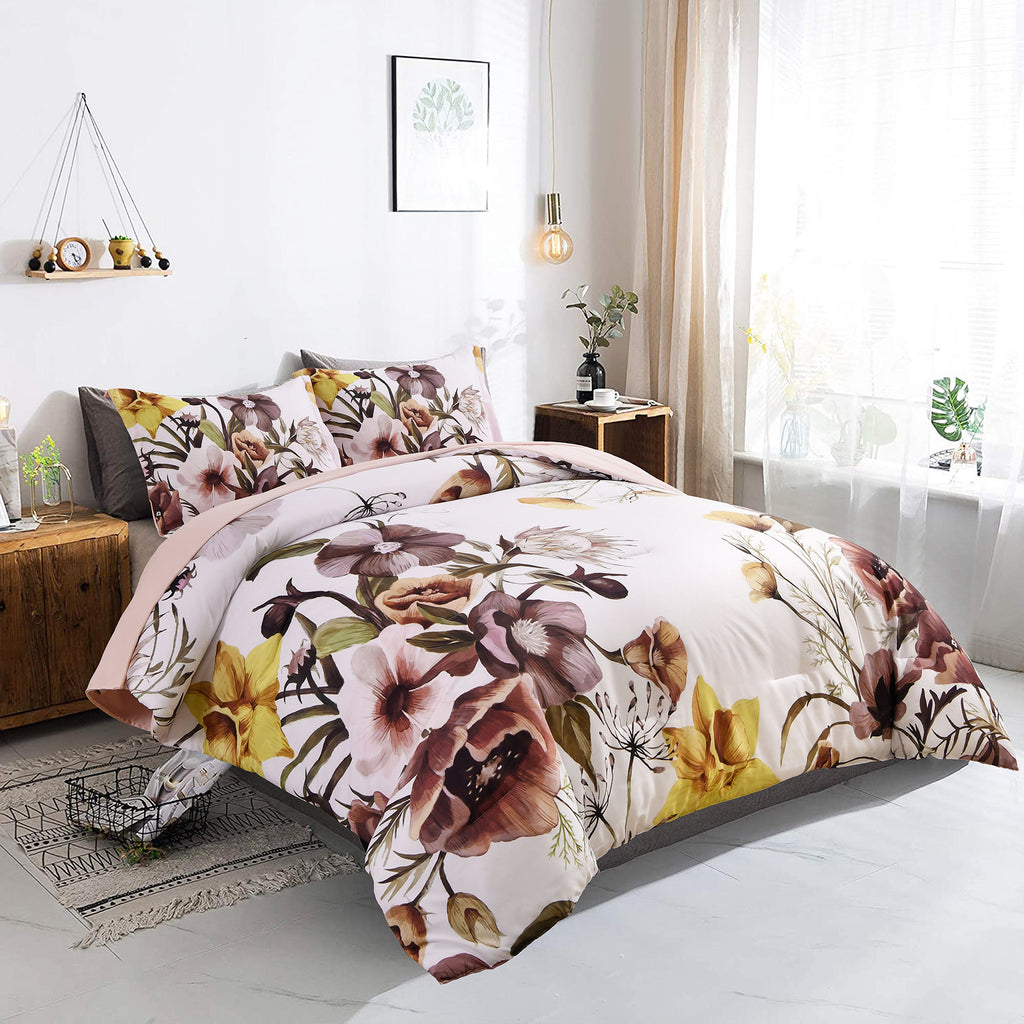 Blush Floral Comforter Set – King, 3-Piece