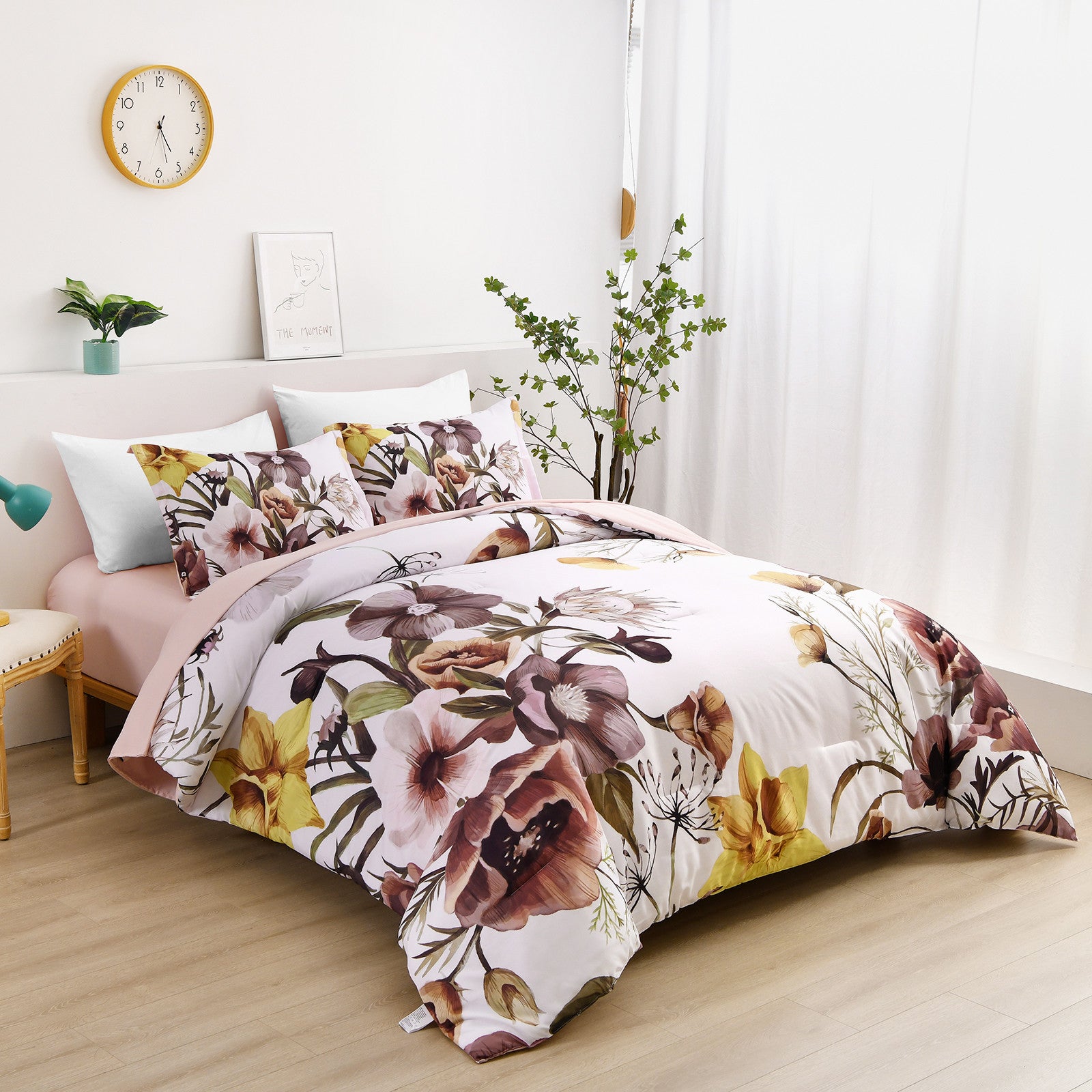 Blush Floral Comforter Set – King, 3-Piece