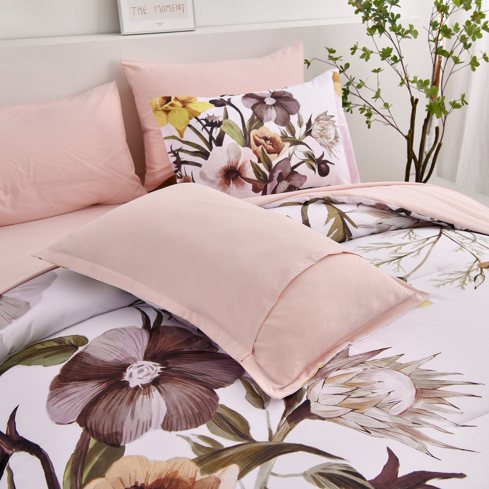 Blush Floral Comforter Set – King, 3-Piece