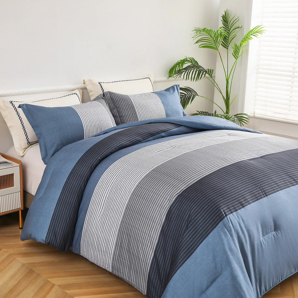 Coastal Drift Striped Comforter Set – King, 3-Piece