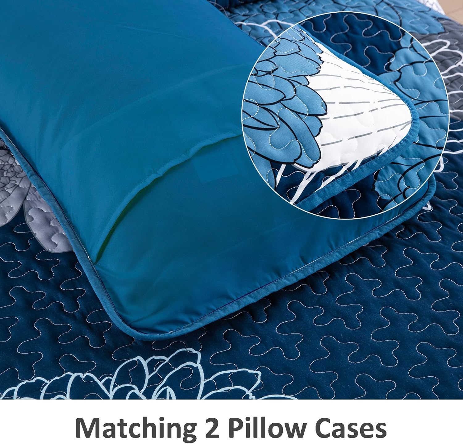 Frosted Magnolia Comforter Set – Blue, King, 3-Piece