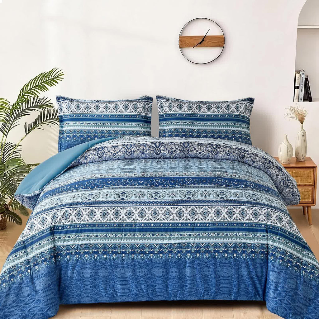 Boho Vibes Blue Comforter Set – King, 3-Piece