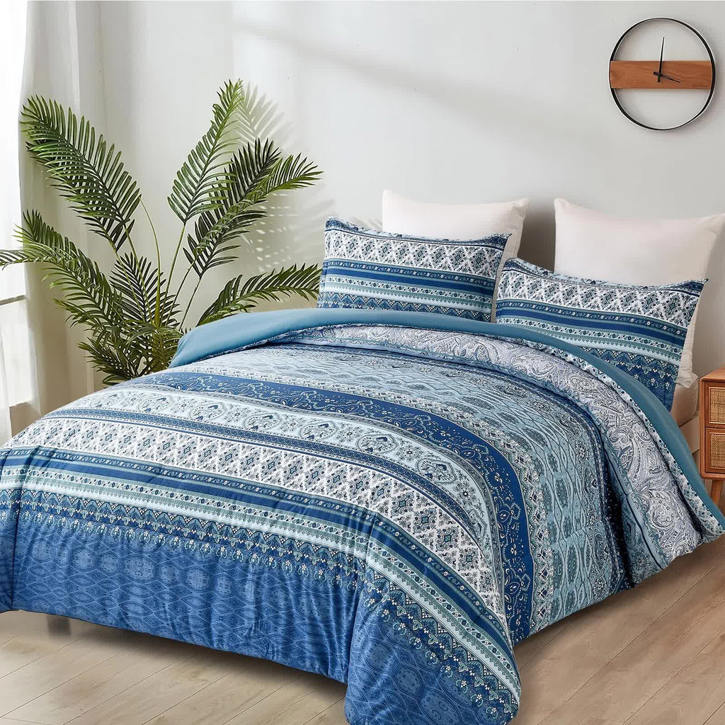 Boho Vibes Blue Comforter Set – King, 3-Piece