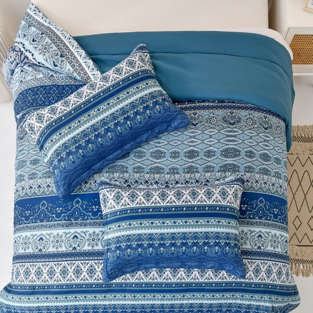 Boho Vibes Blue Comforter Set – King, 3-Piece