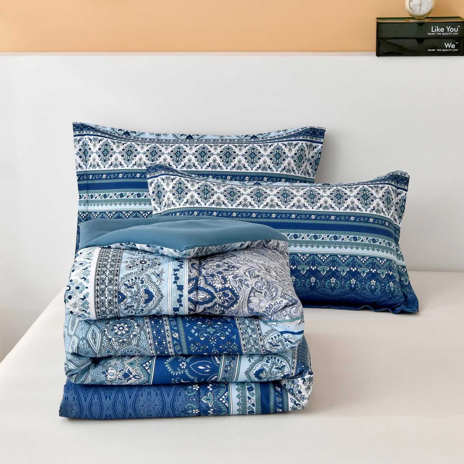 Boho Vibes Blue Comforter Set – King, 3-Piece