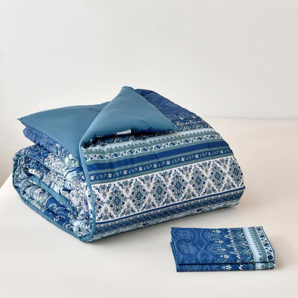 Boho Vibes Blue Comforter Set – King, 3-Piece
