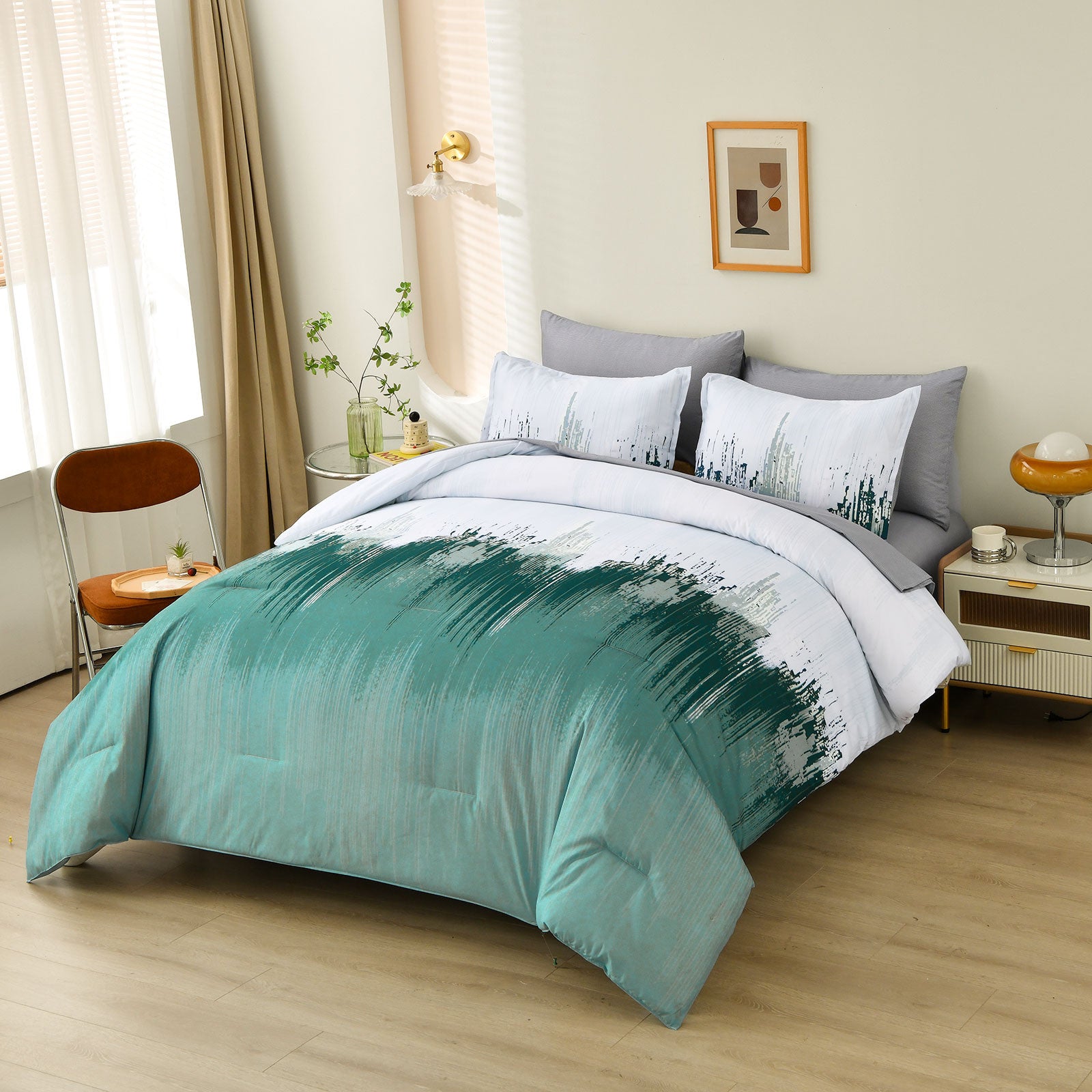 Floral Stripes Comforter Set – King, 3-Piece