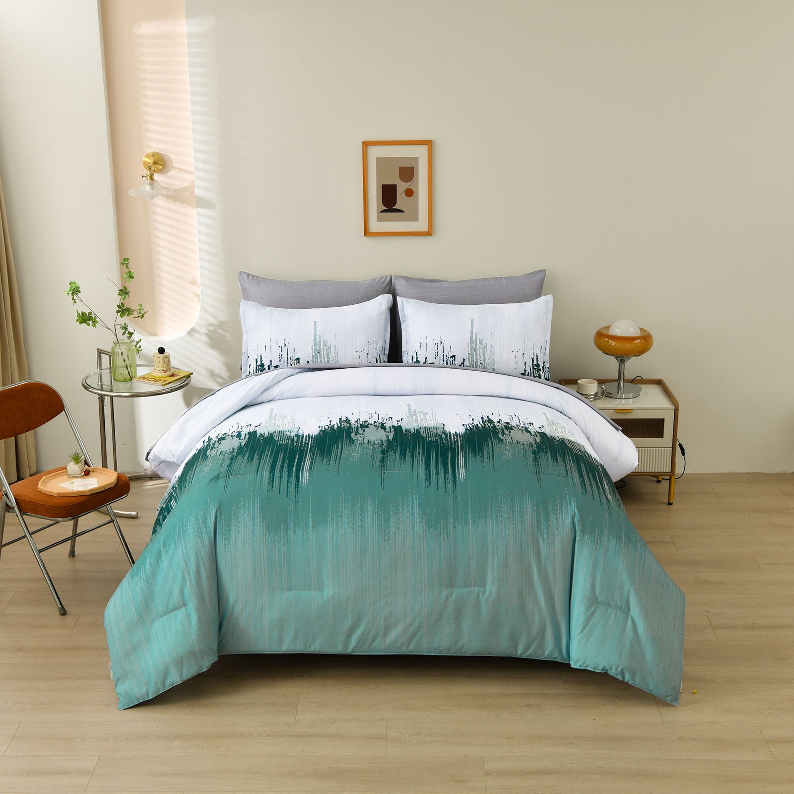Floral Stripes Comforter Set – King, 3-Piece