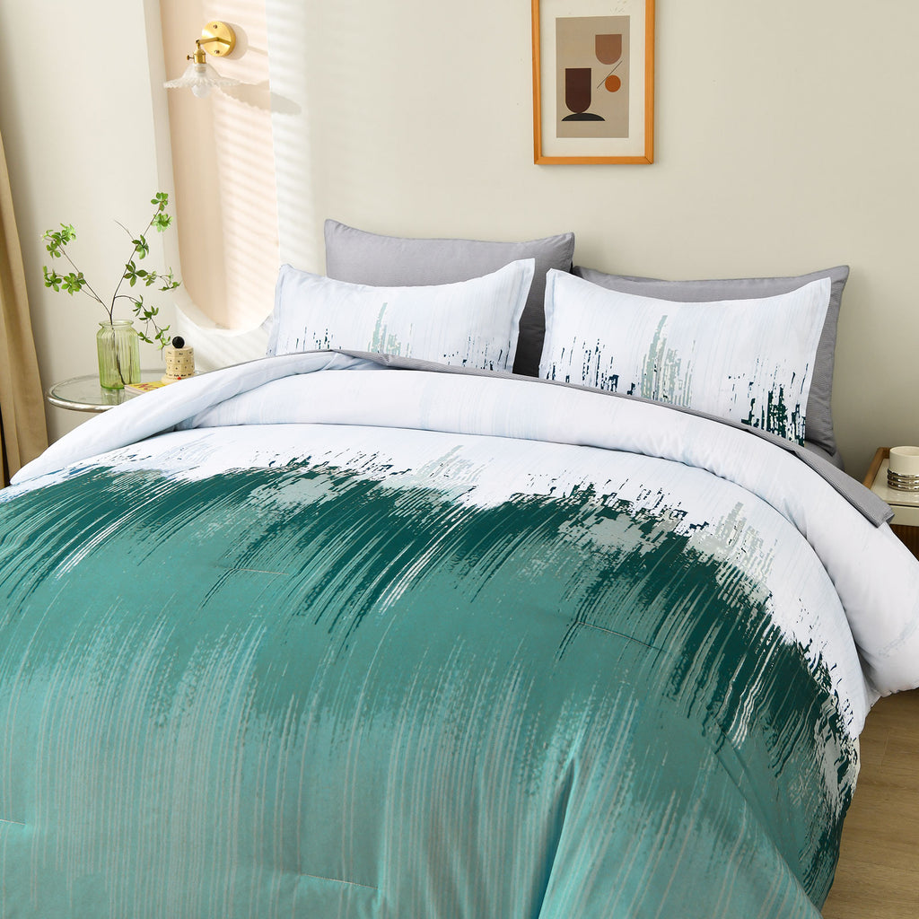 Floral Stripes Comforter Set – King, 3-Piece