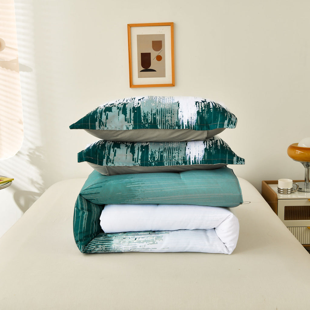 Floral Stripes Comforter Set – King, 3-Piece