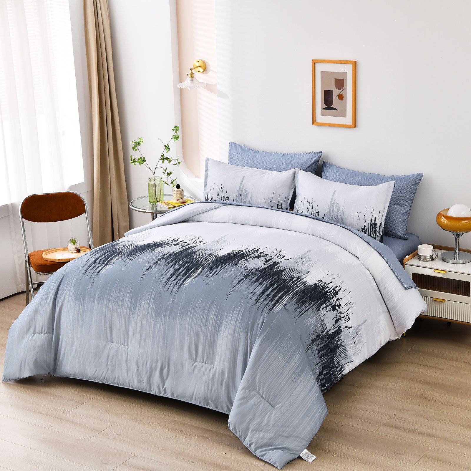 Floral Stripes Comforter Set – King, 3-Piece